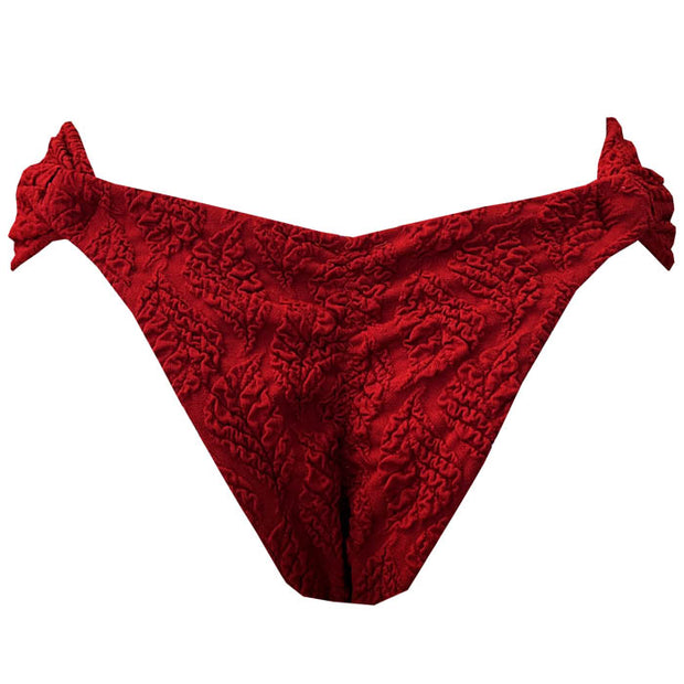 Ribbed Marsala Foliage Brazilian Classic Side Scrunch Bikini Bottom