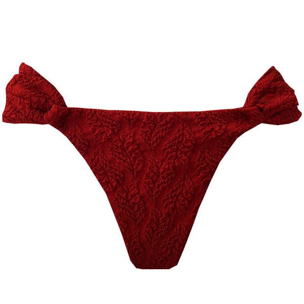 Ribbed Marsala Foliage Brazilian Classic Side Scrunch Bikini Bottom