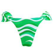Ribbed White and Green Brazilian Classic Side Scrunch Bikini Bottom