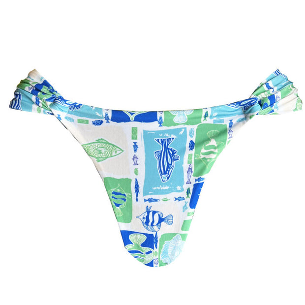 Blue Aquarius Brazilian Classic Side Scrunch Bikini Bottom