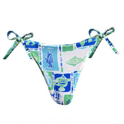 Blue Aquarius Brazilian Tie Side Scrunch Bikini Bottom