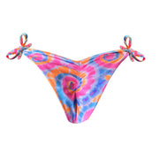 Colorful Tie Dye Spiral Brazilian Tie Side Scrunch Bikini Bottom