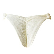 Ribbed Off White Brazilian Classic Side Scrunch Bikini Bottom