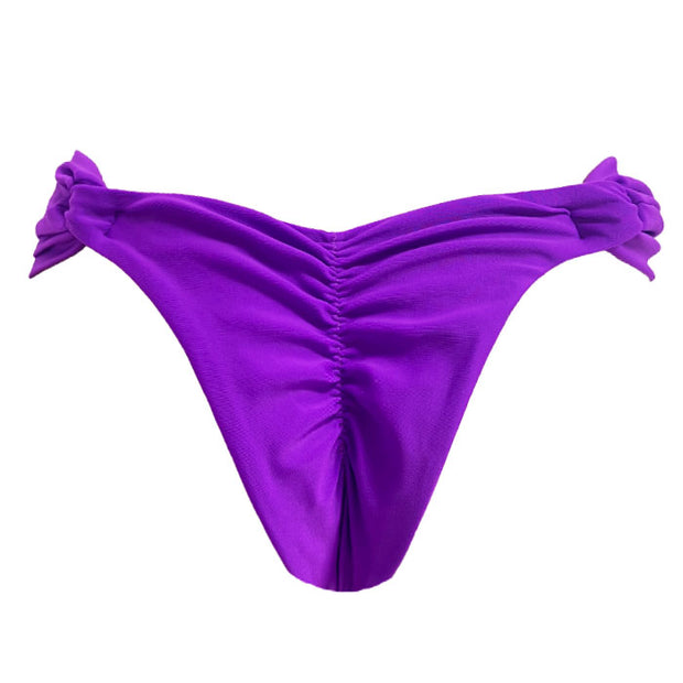 Solid Purple Brazilian Classic Side Scrunch Bikini Bottom