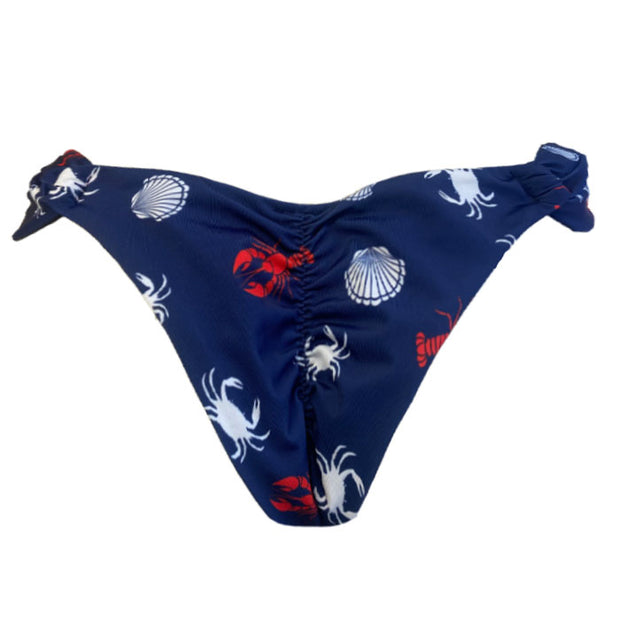 Blue Seabed Brazilian Classic Side Scrunch Bikini Bottom