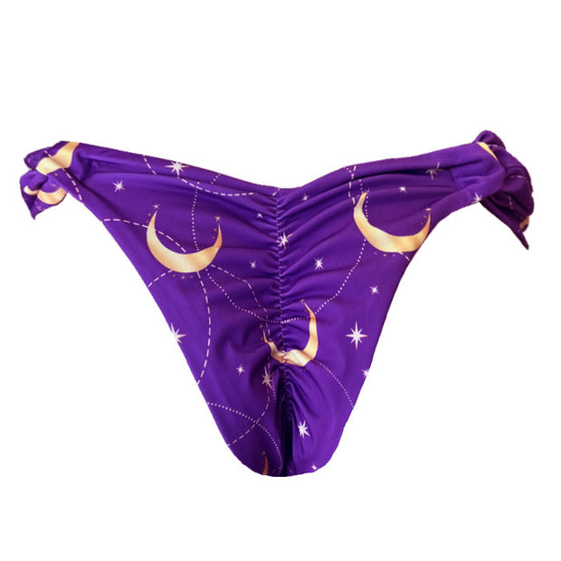 Purple Summer Moon Brazilian Classic Side Scrunch Bikini Bottom