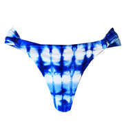 Blue and White Tie Dye Brazilian Classic Side Scrunch Bikini Bottom