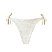 Ribbed Off White Brazilian Tie Side Scrunch Bikini Bottom