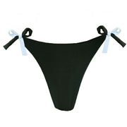 Duo Black and White Brazilian Tie Side Scrunch Bikini Bottom