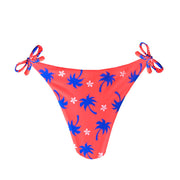 Neon Pink Coconut Trees Brazilian Tie Side Scrunch Bikini Bottom