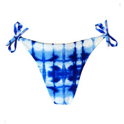 Blue and White Tie Dye Brazilian Tie Side Scrunch Bikini Bottom