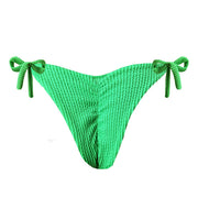 Ribbed Emerald Green Brazilian Tie Side Scrunch Bikini Bottom