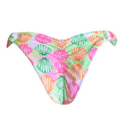 Neon Green Pink Shells Brazilian Classic Side Scrunch Bikini Bottom