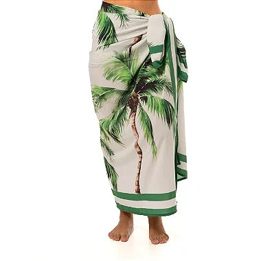 White Coconut Trees Swim Sarong Pareo Cover Up