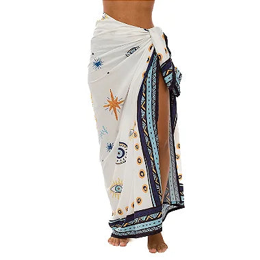 White Santorini Swim Sarong Pareo Cover Up