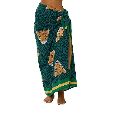 Blue and Green Jaguar Swim Sarong Pareo Cover Up