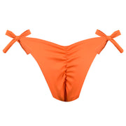 Solid Orange Brazilian Tie Side Scrunch Bikini Bottom