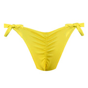 Solid Yellow Brazilian Tie Side Scrunch Bikini Bottom
