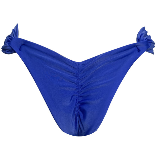 Solid Cobalt Blue Brazilian Classic Side Scrunch Bikini Bottom
