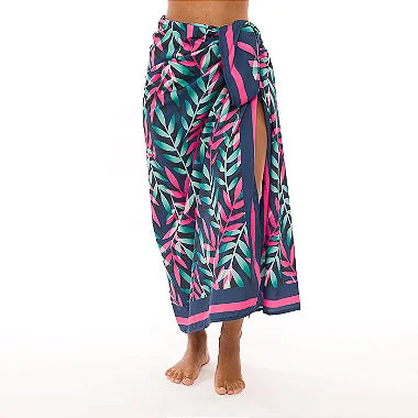 Royal Blue Neon Leaves Swim Sarong Pareo Cover Up