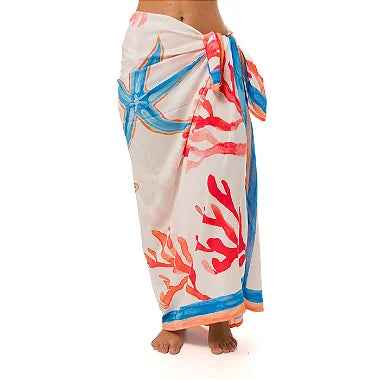 White Starfish Swim Sarong Pareo Cover Up