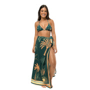 Green Tropical Solar Swim Sarong Pareo Cover Up
