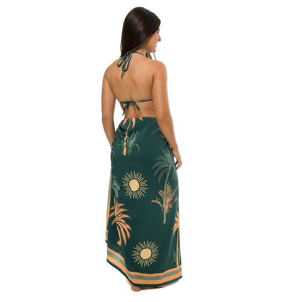 Green Tropical Solar Swim Sarong Pareo Cover Up