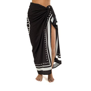 Solid Black Swim Sarong Pareo Cover Up