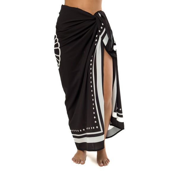 Solid Black Swim Sarong Pareo Cover Up