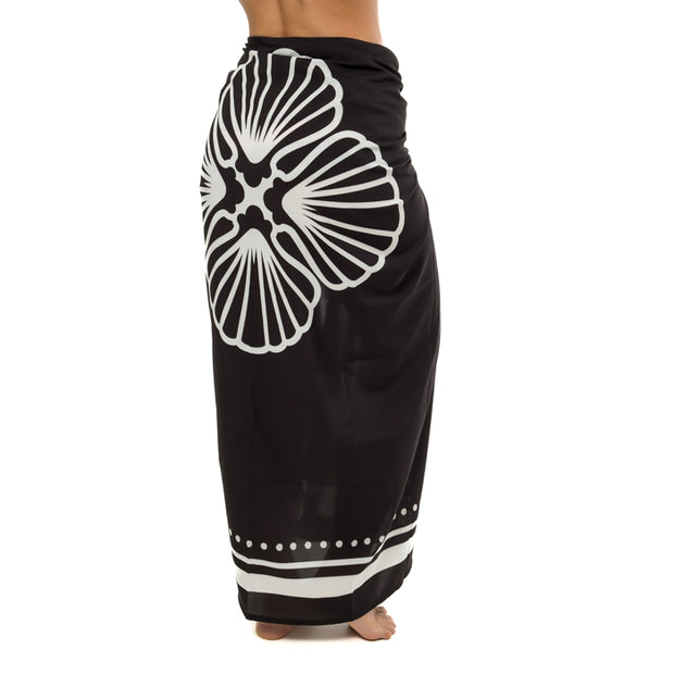Solid Black Swim Sarong Pareo Cover Up