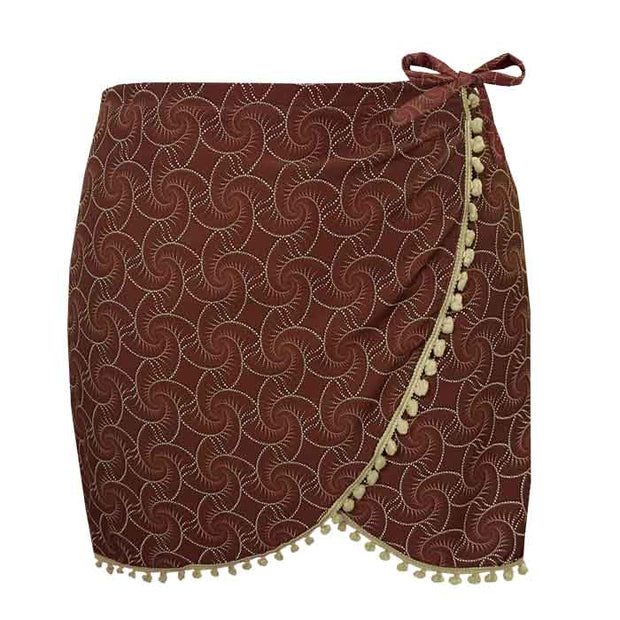 Brown Shells Swim Cover Up Pareo Skirt