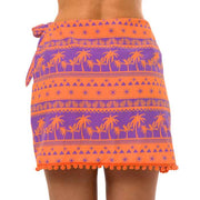 Orange Purple Coconut Trees Swim Cover Up Pareo Skirt