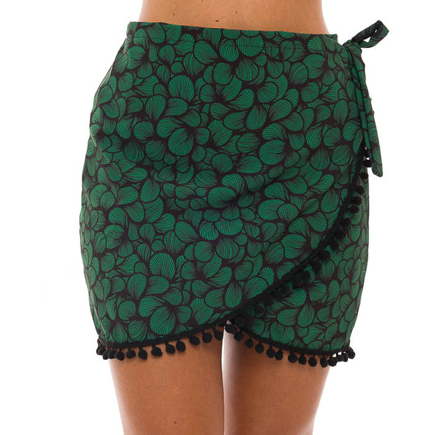 Green Waves Swim Cover Up Pareo Skirt