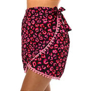 Black and Pink Jaguar Swim Cover Up Pareo Skirt