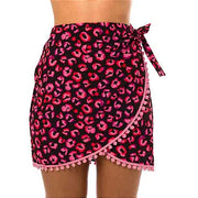 Black and Pink Jaguar Swim Cover Up Pareo Skirt