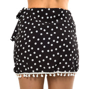Black White Polka Dots Swim Cover Up Pareo Skirt