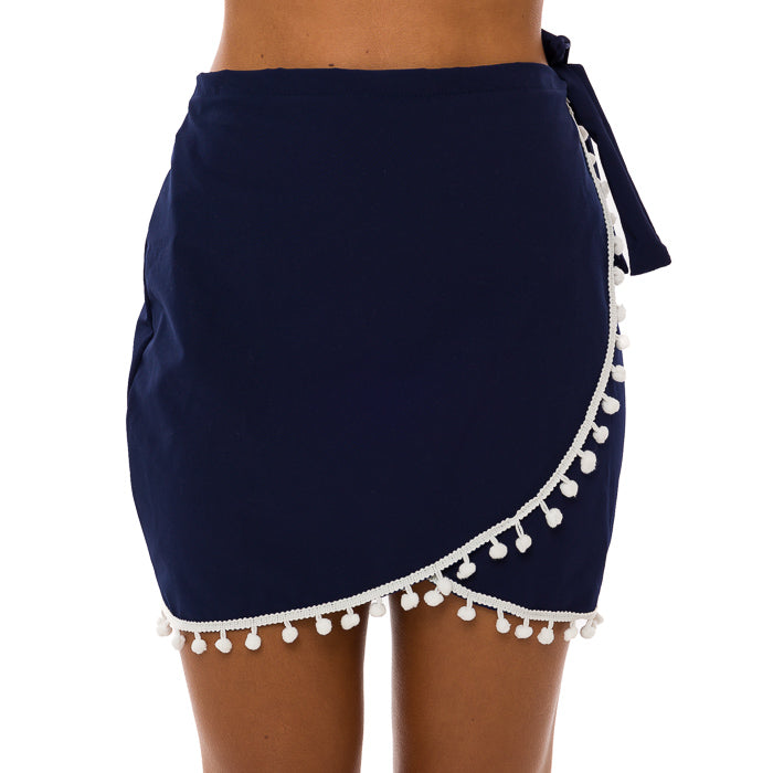 ★韓国人気★AGNEL★BLUE BERRY PAREO SKIRT Patterned pareo long skirt var white woll | Calliope