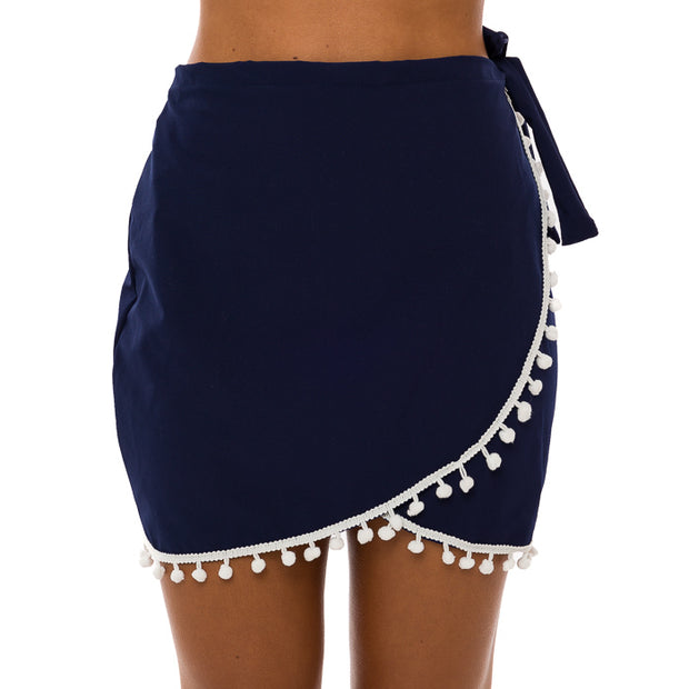 Solid Royal Blue Swim Cover Up Pareo Skirt