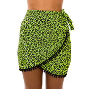 Neon Green Jaguar Swim Cover Up Pareo Skirt