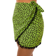Neon Green Jaguar Swim Cover Up Pareo Skirt
