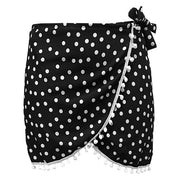 Black White Polka Dots Swim Cover Up Pareo Skirt