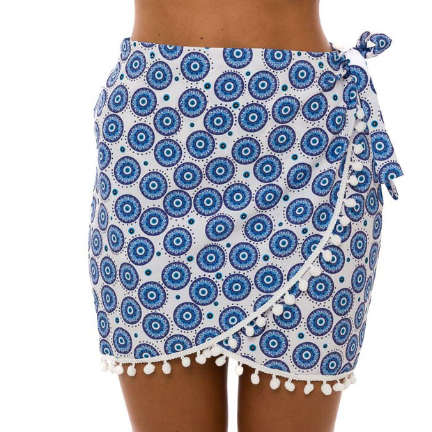 White Santorini Swim Cover Up Pareo Skirt