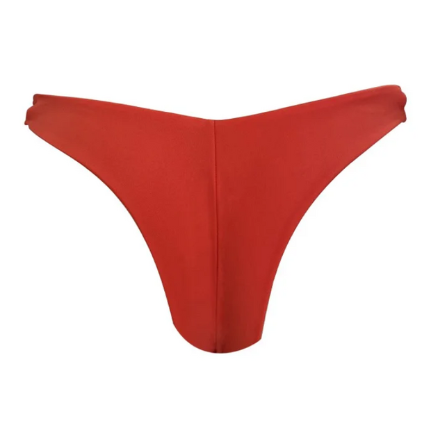 Solid Red Brazilian Classic Thong Bikini Bottom