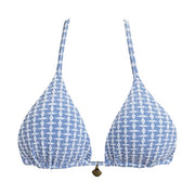 Ribbed Light Blue Brazilian Triangle Bikini Top