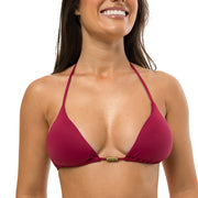 Solid Cherry Red Brazilian Triangle Bikini Top