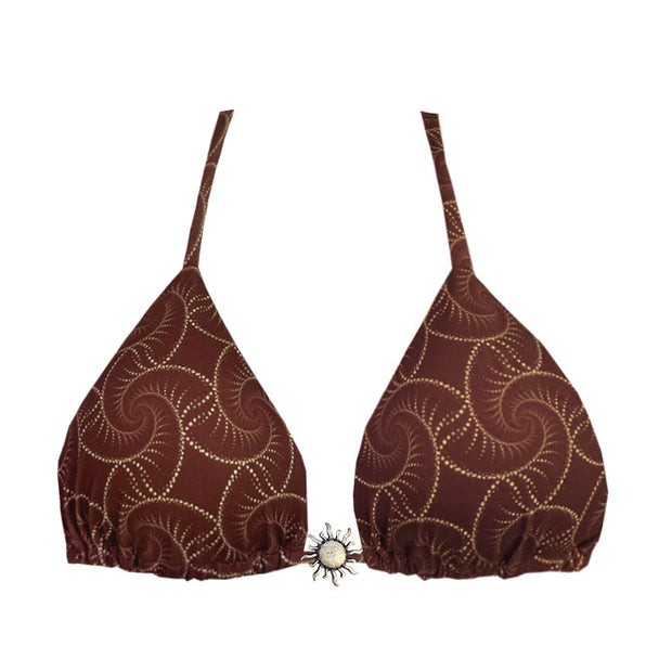 Brown Shells Brazilian Triangle Bikini Top