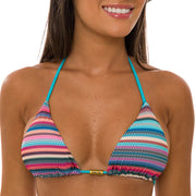 Colorful Stripes Brazilian Triangle Bikini Top