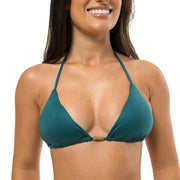 Solid Dark Green Brazilian Triangle Bikini Top