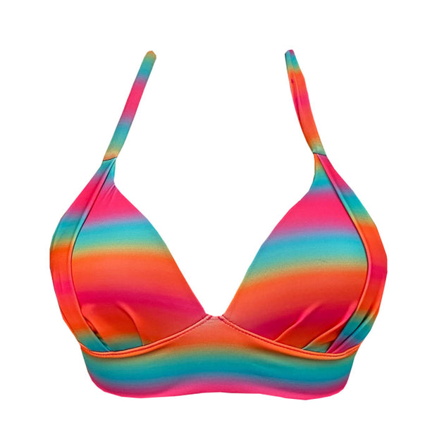 Colorful Rainbow Brazilian Halter Bikini Top