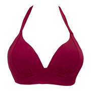 Solid Cherry Red Brazilian Halter Bikini Top